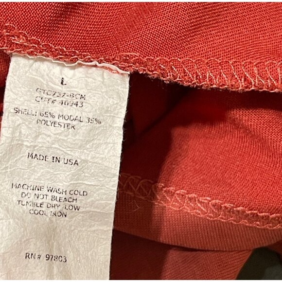 Green Envelope Tunic Top Bell Sleeve Tie Burnt Orange L Large Modal Blend - Picture 6 of 6